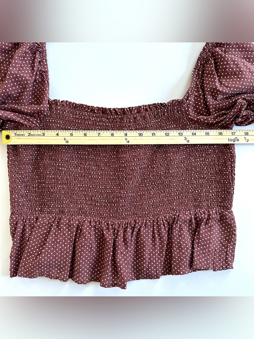 ✨Matching Set✨ J.Crew Smocked Top & Wrap Slip Skirt in Sable Polka Dot | XL - Picture 5 of 14